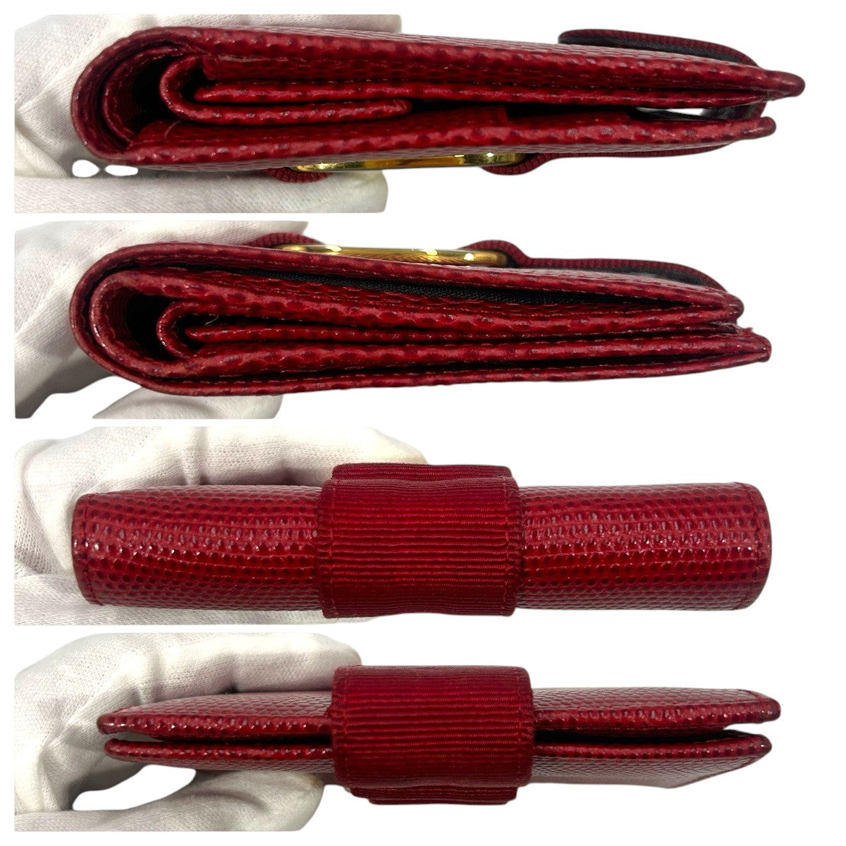 22471
Salvatore Ferragamo Vara Ribbon Red Gold Hardware Leather Bi-fold Wallet Compact Wallet Women's AB2