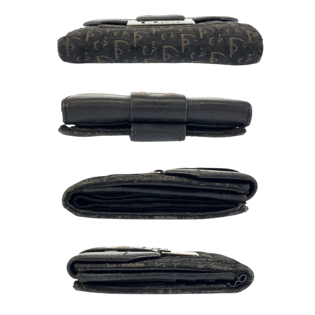 22482
Christian Dior クリスチャンディオール トロッター ブラック 黒 シルバー金具 キャンバス / レザー TR0072 折財布 コンパクトウォレット レディース AB7