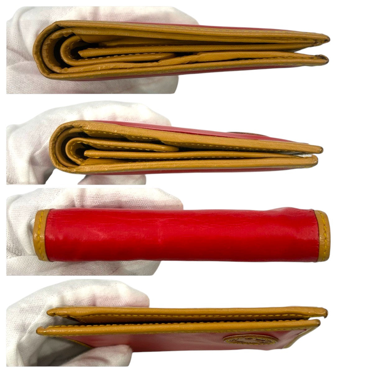 22492
HUNTING WORLD ハンティングワールド レッド ブラウン ナイロン / レザー 二つ折り財布 折財布 コンパクトウォレット メンズ AB1