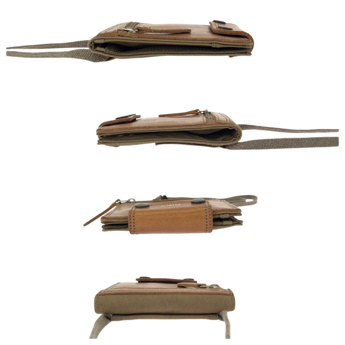 22493
PORTER ポーター フィールド ブラウン カーキ シルバー金具 レザー / キャンバス 折り財布 コンパクトウォレット メンズ AB1