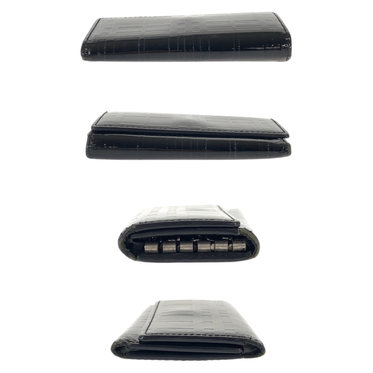 22504
BURBERRY 5-Key Ring Black Silver Hardware Enamel Key Case Unisex Men's B1