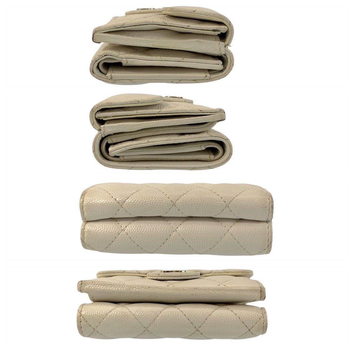 22572
CHANEL シャネル マトラッセ ココマーク ホワイト ゴールド金具 レザー 三つ折り財布 折財布 コンパクトウォレット レディース ABP70