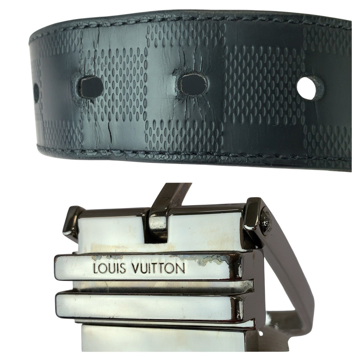 22583
LOUIS VUITTON ルイヴィトン ダミエ アンフィニ サンチュール ボストン 90cm/36インチ ブラック 黒 シルバー金具 レザー M9674 ベルト メンズ AB35