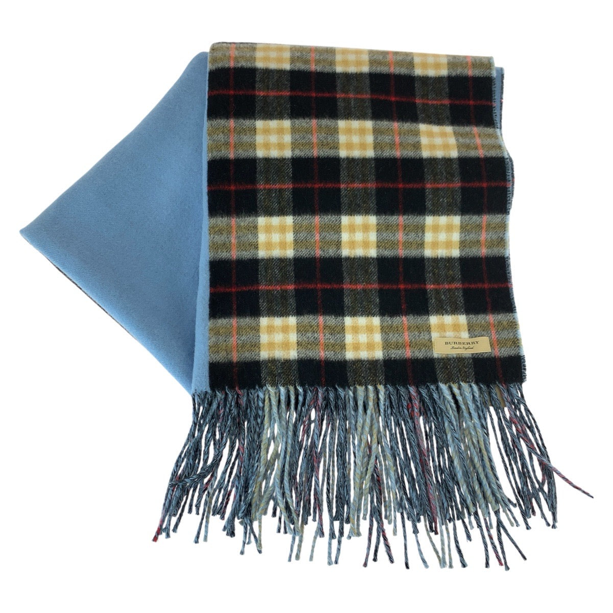 22589
BURBERRY Checkered Blue Multicolor Cashmere 8007292 Scarf Stole Unisex Women's A35