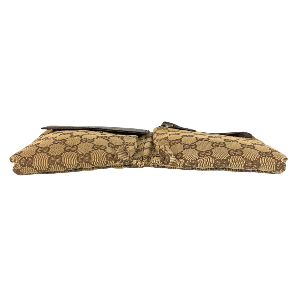 22615
GUCCI グッチ ベージュ ブラウン シルバー金具 GGキャンバス / レザー 28566 ボディバッグ ウエストバッグ バムバッグ レディース AB35