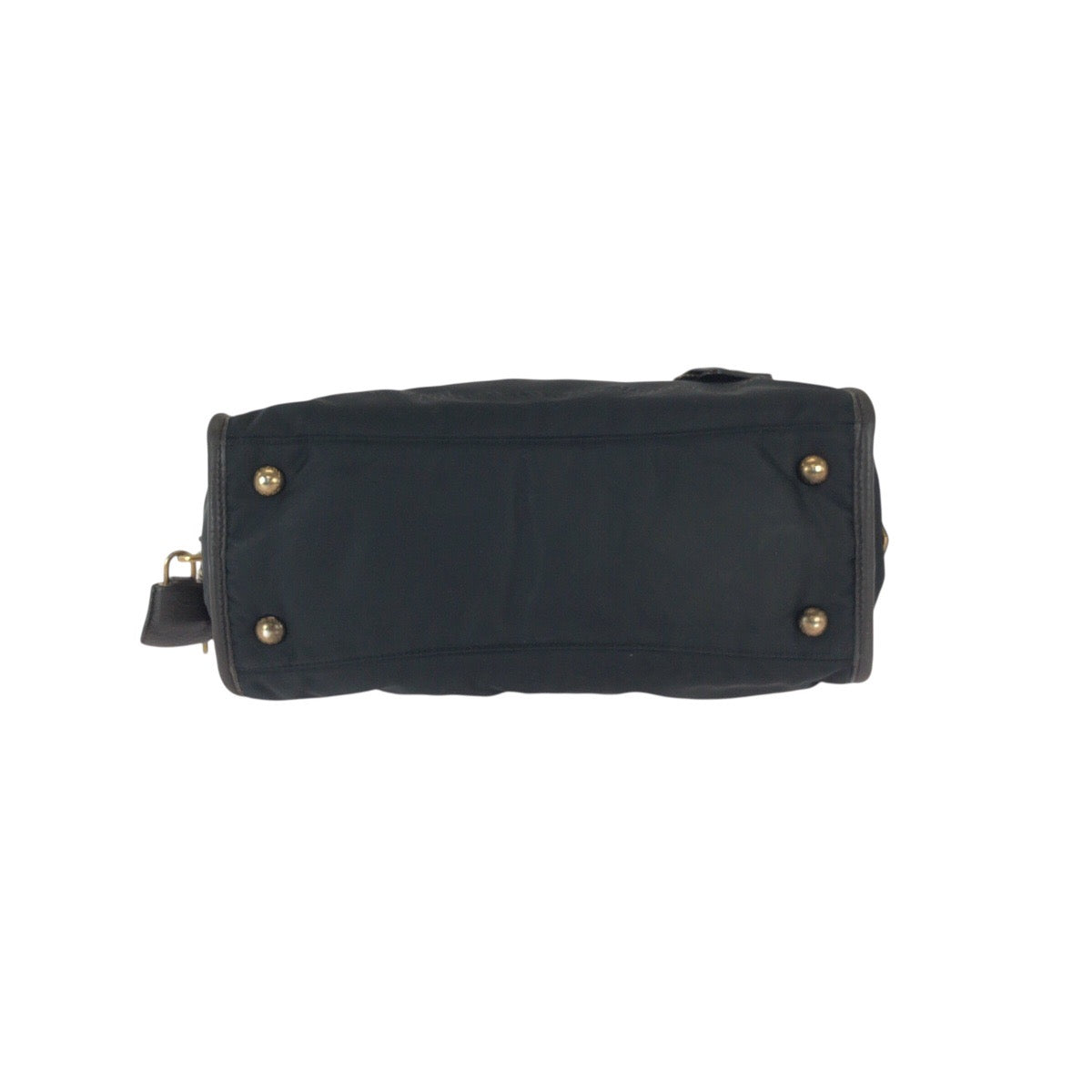 22736
PRADA Triangle Logo Plate Black Gold Hardware Nylon / Leather Handbag Shoulder Bag Ladies ABP42