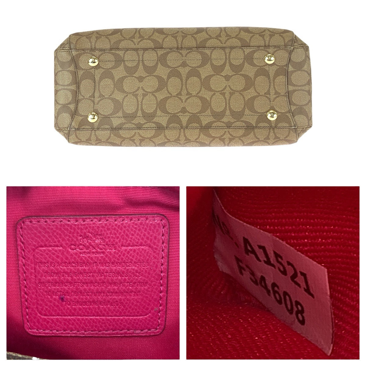 22766
COACH コーチ シグネチャー スモール マーゴット キャリーオール 2way ベージュ ピンク ゴールド金具 PVC / レザー F34608 ショルダーバッグ トートバッグ レディース AB5