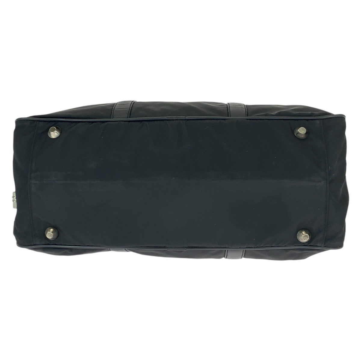 22778
PRADA プラダ テスート サフィアーノ 三角ロゴプレート ブラック 黒 シルバー金具 ナイロン / レザー ボストンバッグ トートバッグ メンズ ABP42