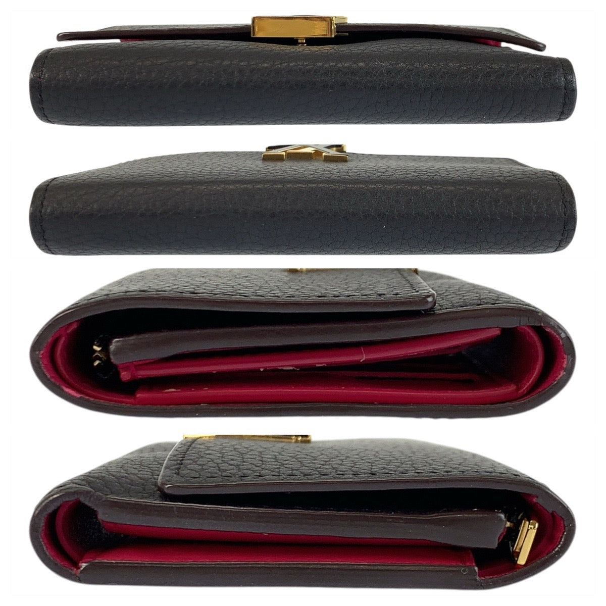 22818
LOUIS VUITTON Portefeuille Capucines Compact Noir Black Hot Pink Leather M62157 Bifold Wallet Compact Wallet Women's ABP35