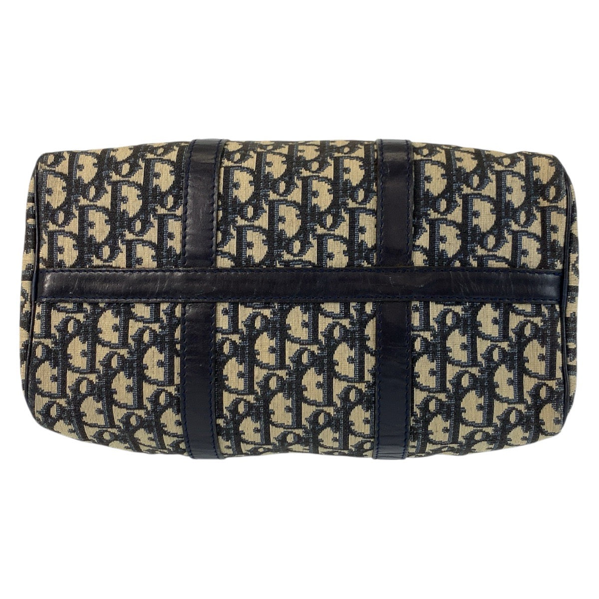22962
Christian Dior Vintage Trotter Navy Silver Hardware Canvas / Leather Handbag Mini Boston Bag Ladies ABP44