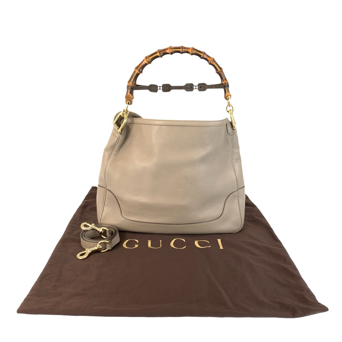 22965
GUCCI Gucci Bamboo Diana Beige Greige Gold Hardware Leather 282315 Shoulder Bag 2WAY Women's ABP66