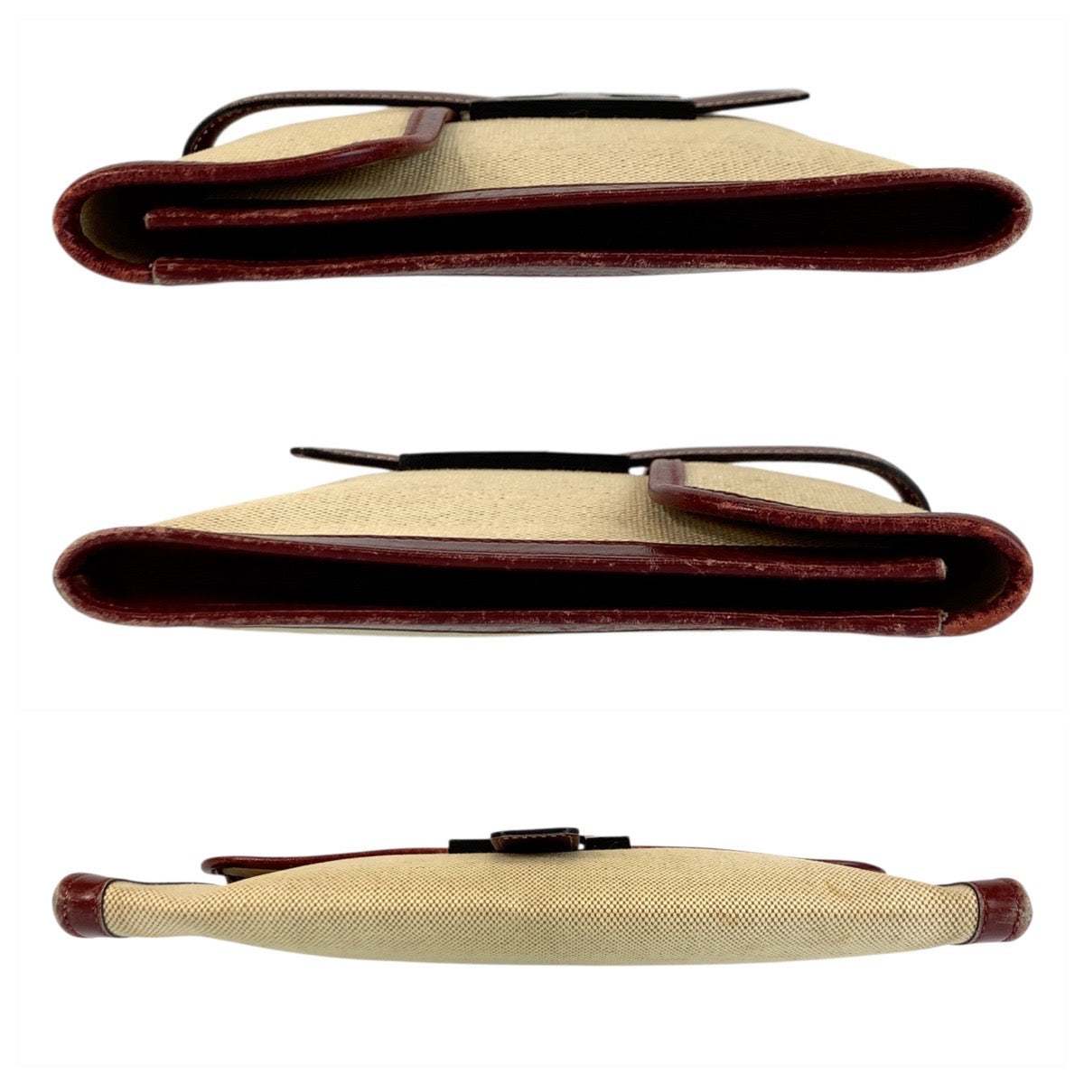 22993
HERMES H logo Jige PM Beige Rouge H Toile H / Leather Clutch Bag Pouch Ladies AB35