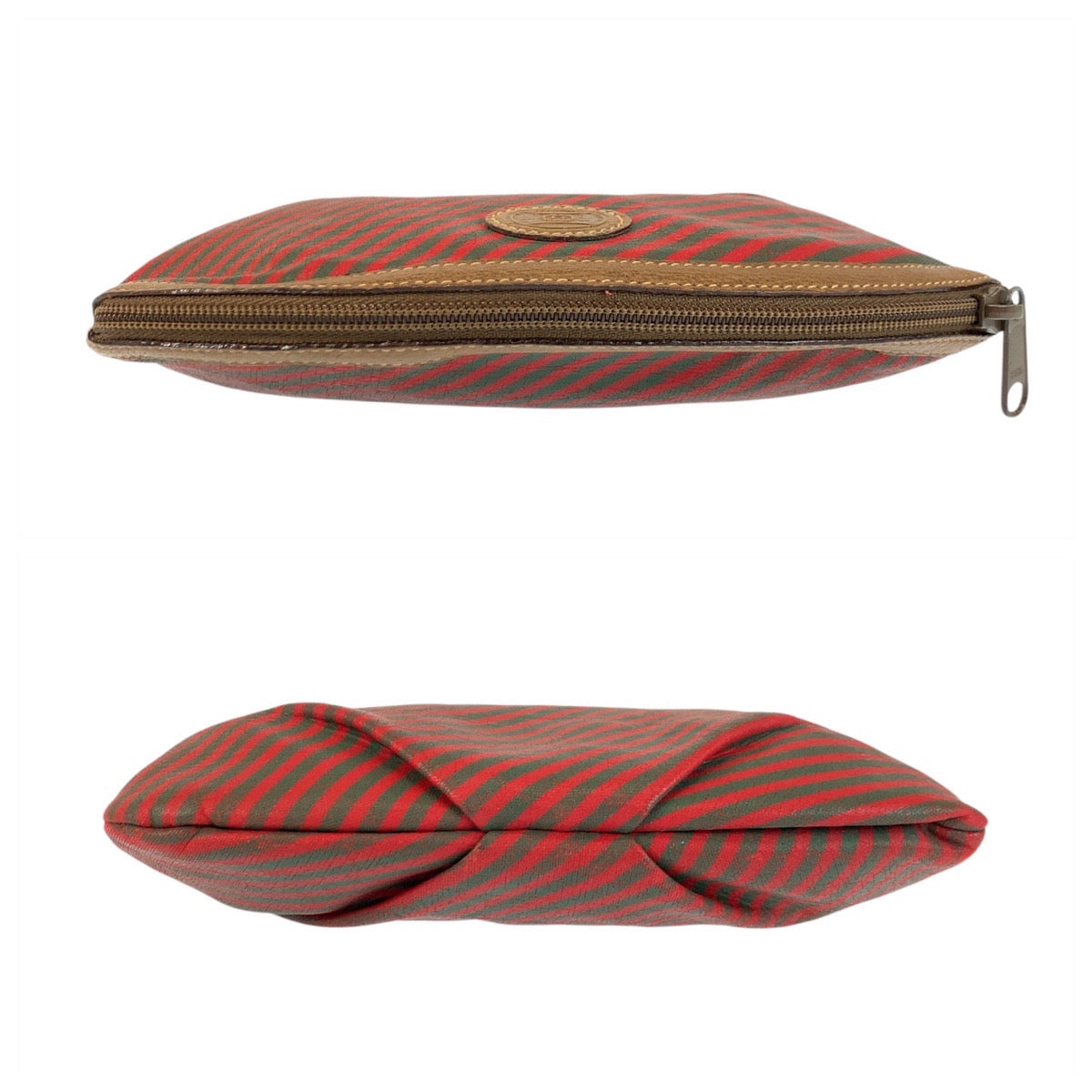 23030
GUCCI グッチ ヴィンテージ レッド グリーン ブラウン PVC / レザー 89 01 027 ポーチ 化粧ポーチ レディース AB8