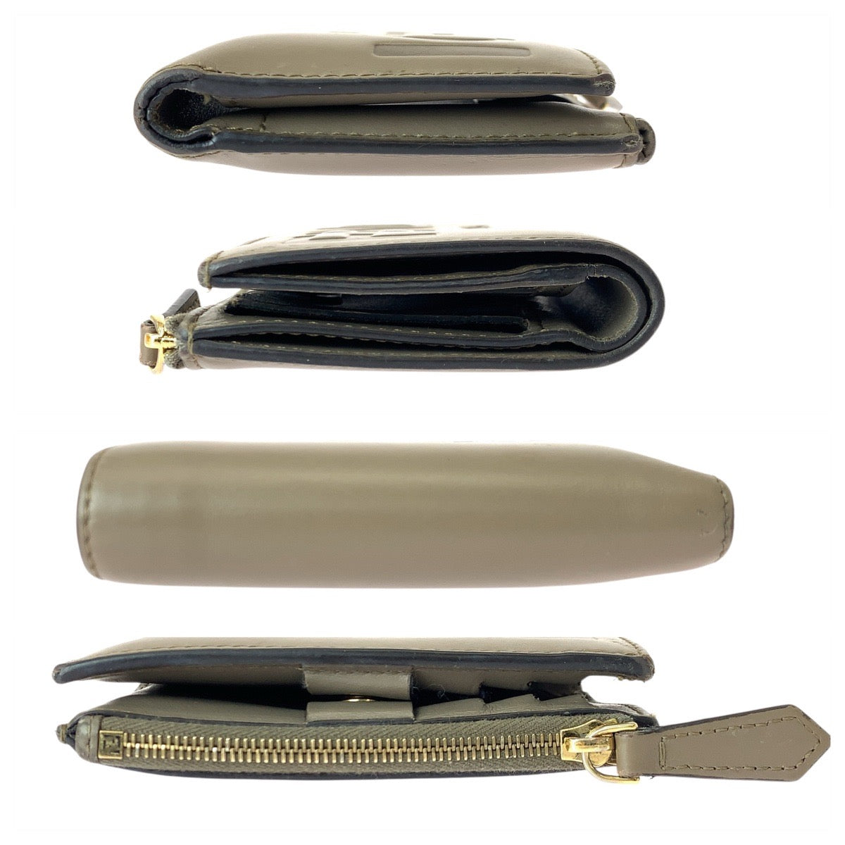 23081
FENDI フェンディ ローマ ベージュ ゴールド金具 レザー 8M0477-AAYZ-2198210 折り財布 コンパクトウォレット レディース ABP35