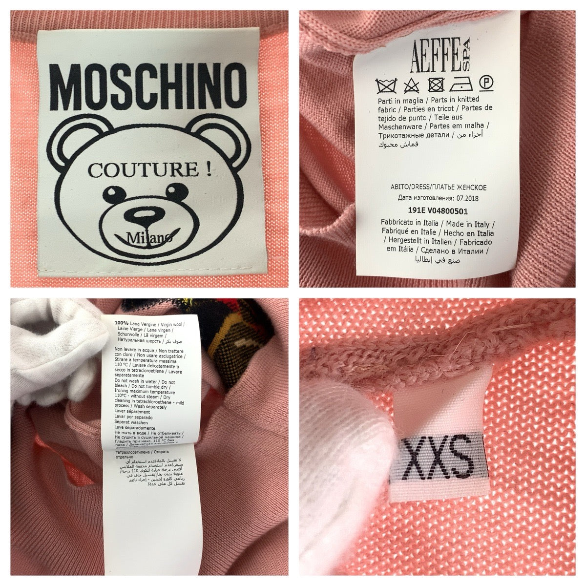 23212
MOSCHINO モスキーノ ニットワンピ サイズXXS ピンク マルチカラー ウール 191EV04800501 長袖 ニット セーター レディース ABP20