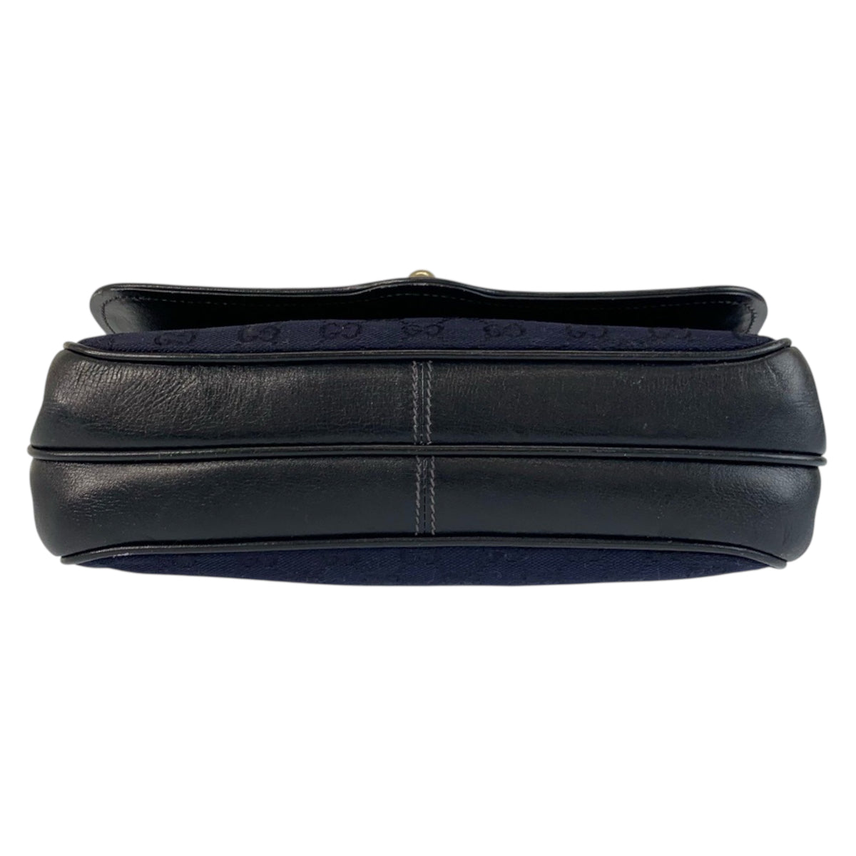 23293
GUCCI グッチ ヴィンテージ ネイビー ゴールド金具 GGキャンバス / レザー ショルダーバッグ ポシェット レディース AB35