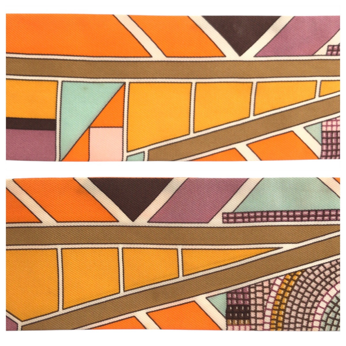 23351
HERMES The Savana's Artists Twilly Orange Brown Silk Scarf Ribbon Scarf Ladies ABP16