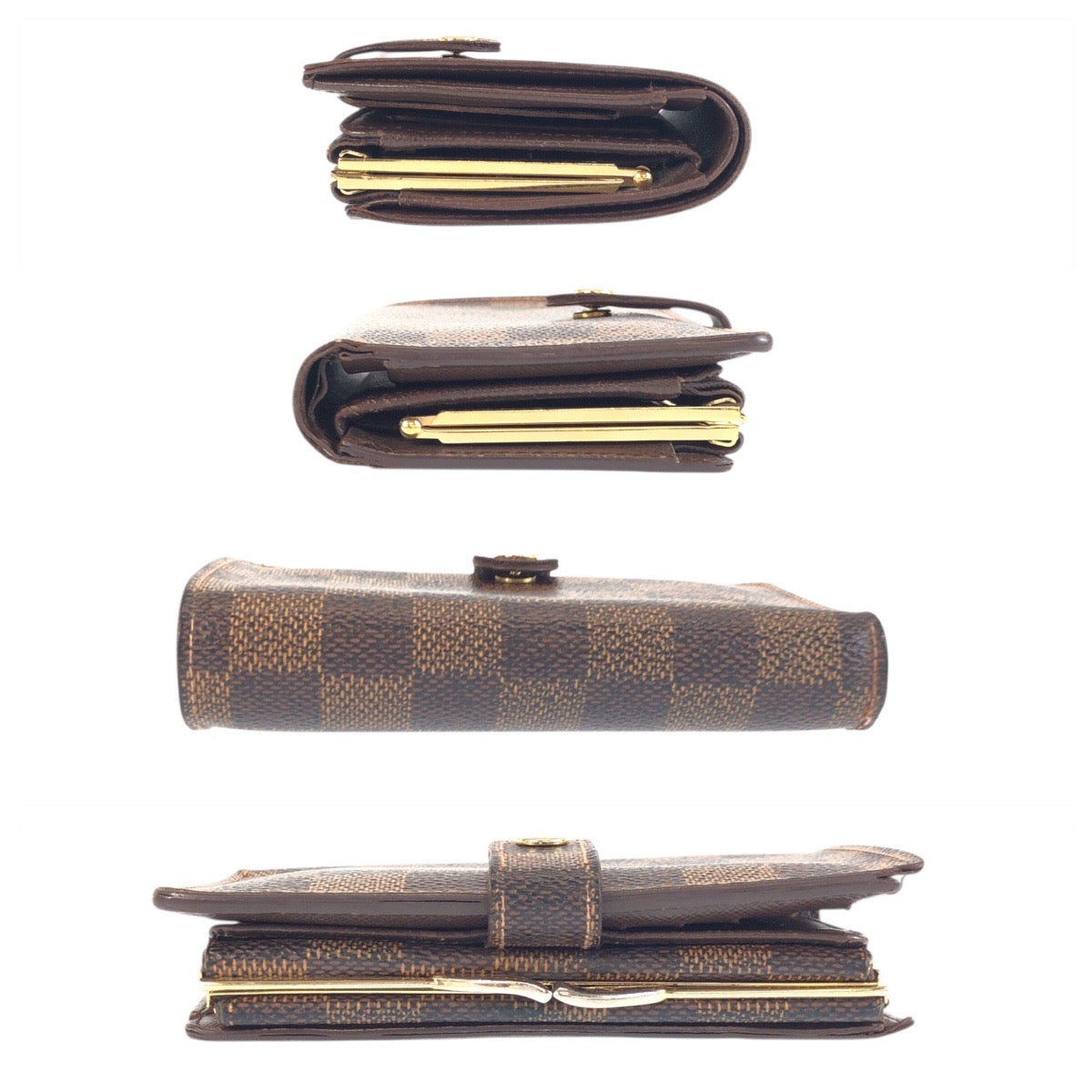 23372
LOUIS VUITTON ルイヴィトン ダミエ ポルトモネ ヴィエノワ ブラウン ゴールド金具 PVC N61664 折り財布 コンパクトウォレット レディース AB18
