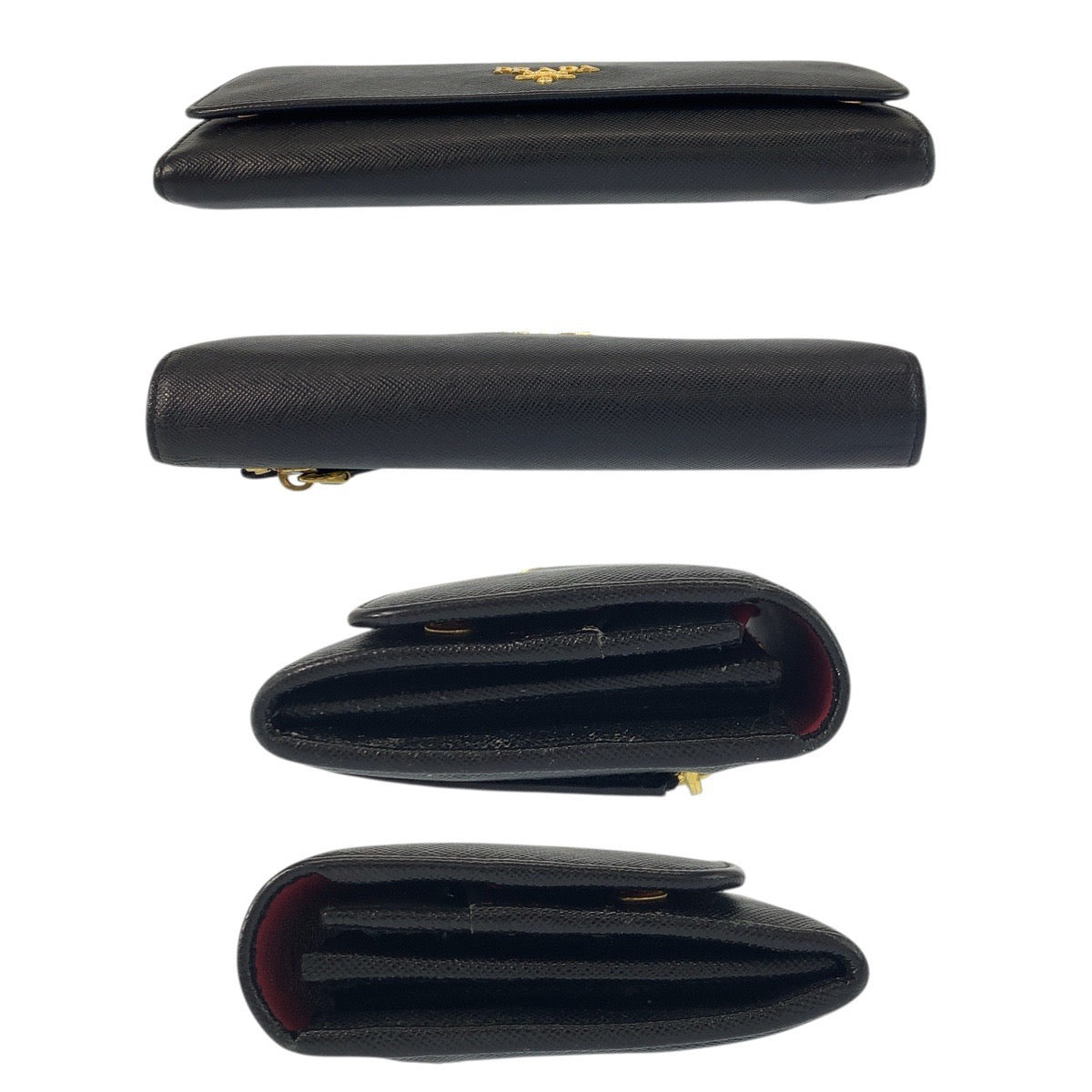 23385
PRADA Saffiano Black Pink Leather Long Wallet Women's AB23