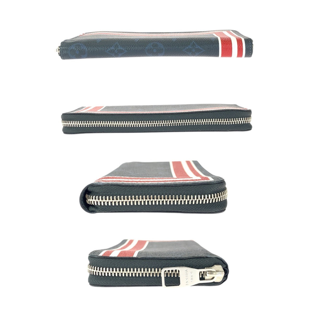 23387
LOUIS VUITTON Monogram Cobalt Vertical Stripe Navy Red Silver Hardware PVC M61678 Long Wallet Round Zipper Men's ABP35