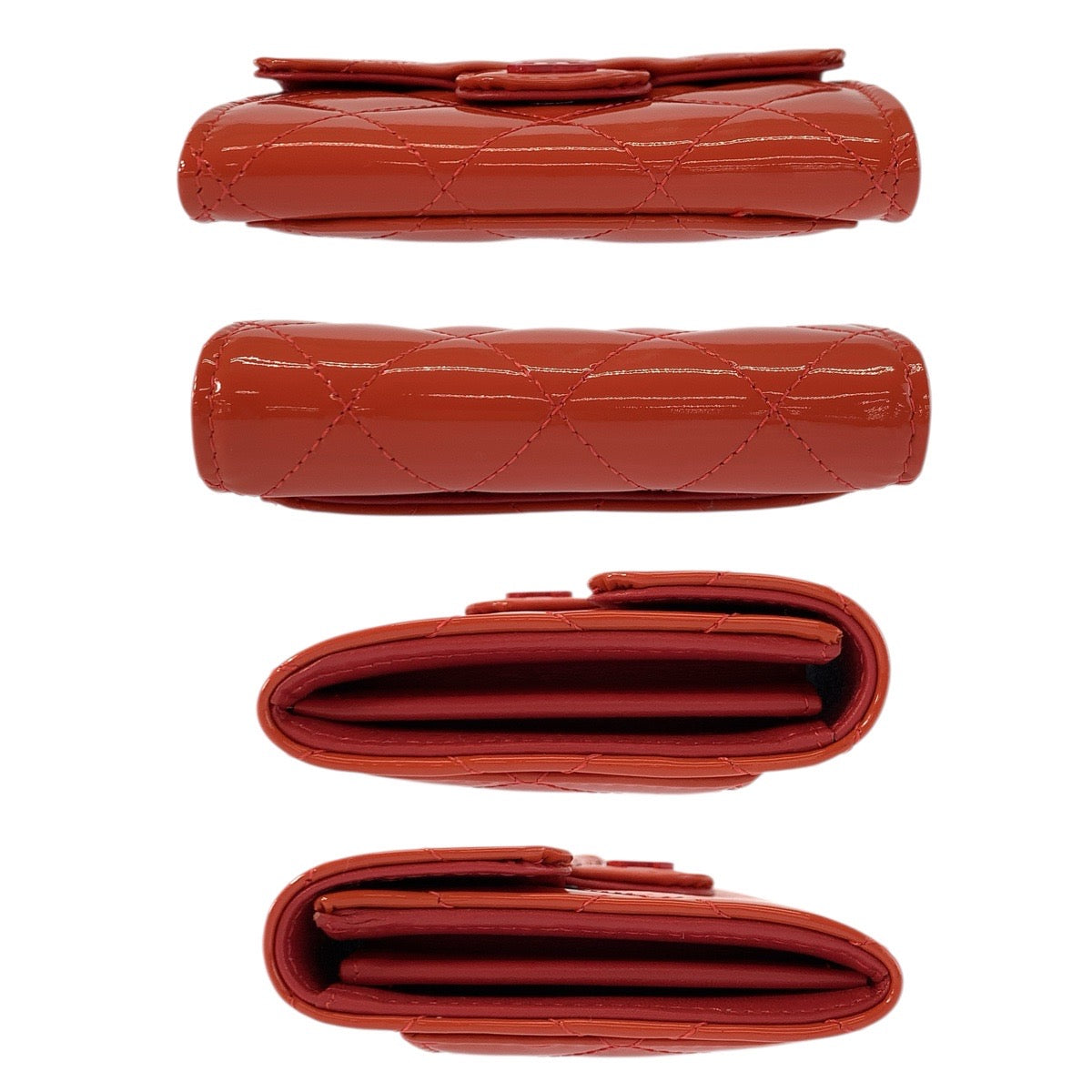 23409
CHANEL シャネル マトラッセ ココマーク オレンジ パテントレザー コインケース カードケース レディース A74