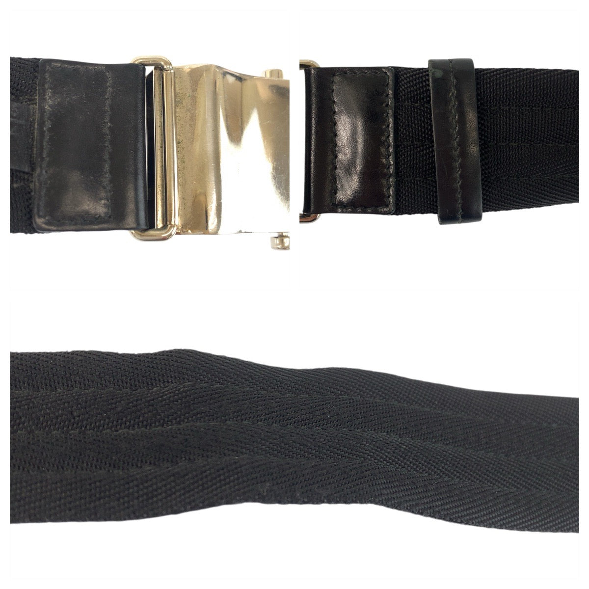 23434
PRADA 85cm/34 inch Black Silver hardware Nylon 2C2386 Roller Buckle Belt Men's ABP21