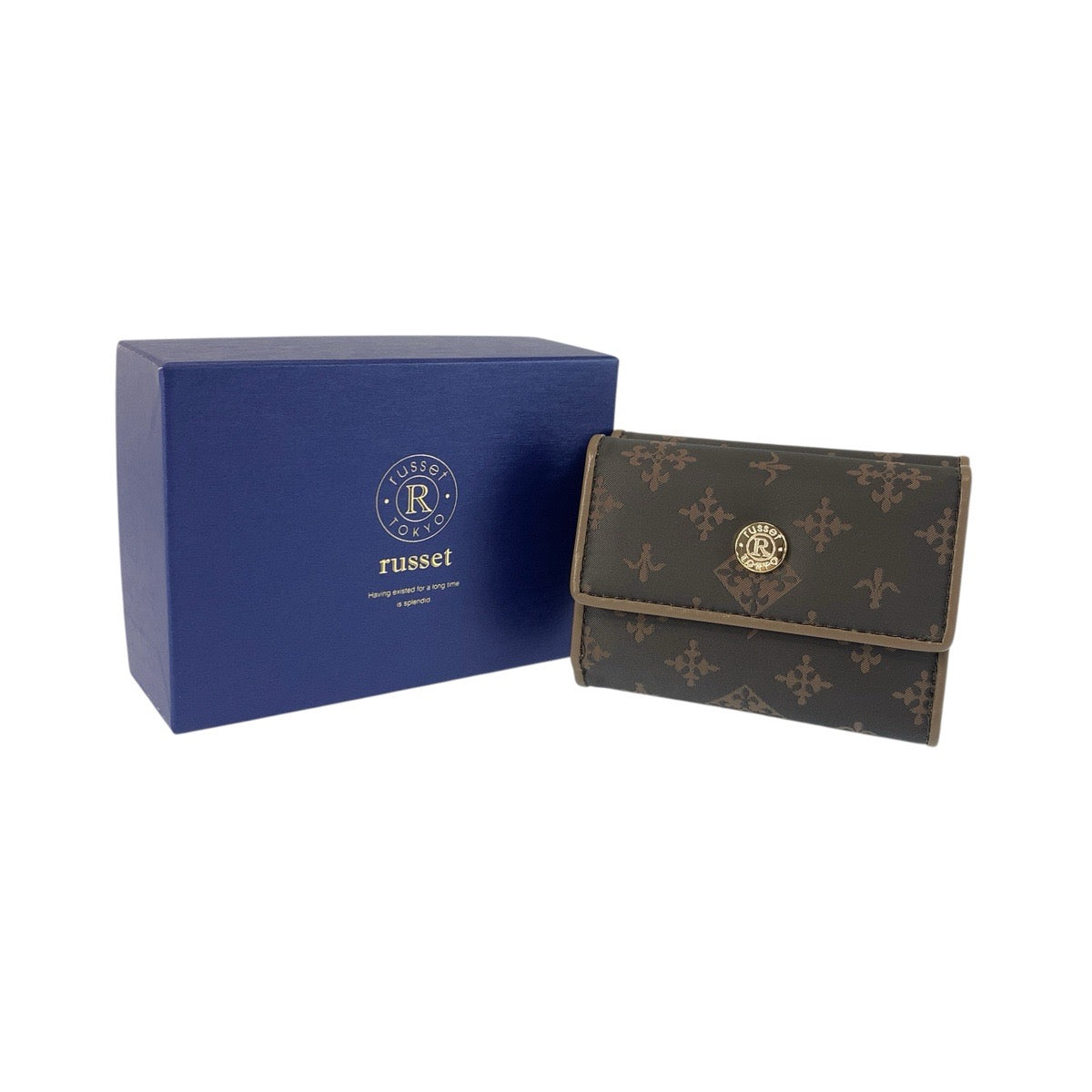 23468
russet ラシット グレー ベージュ シルバー金具 ナイロン / レザー 折り財布 コンパクトウォレット レディース SA