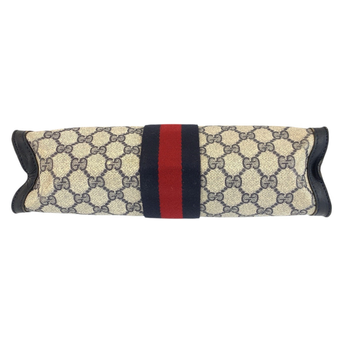 23549
GUCCI Vintage Sherry Line Gray Navy GG Supreme Canvas / Leather 422 39 012 Clutch Bag Second Bag Men's AB16