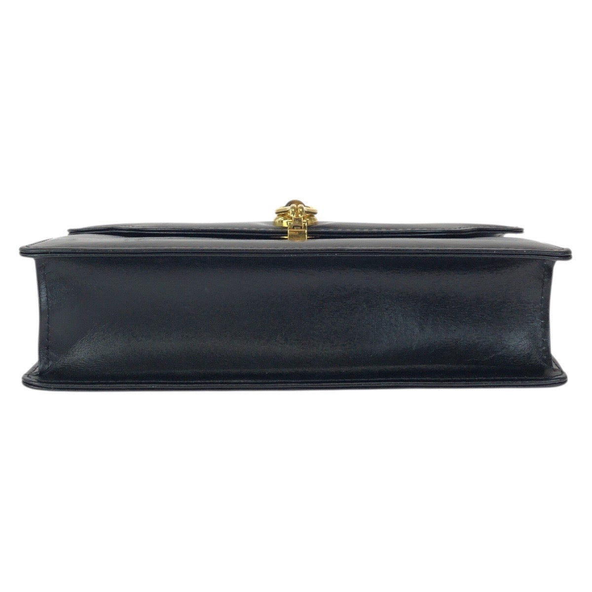 23553
GUCCI Vintage Old Gucci Tiger's Eye Black Gold Hardware Leather Shoulder Bag Clutch Bag Women's ABP42