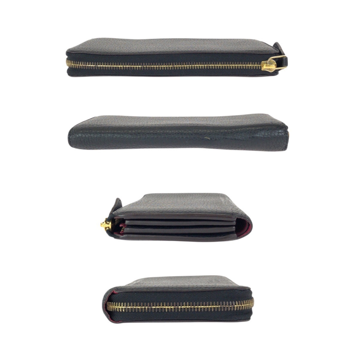 23568
LOUIS VUITTON Louis Vuitton Taillon Portefeuille Comet Black Gold Hardware Leather M63102 Long Wallet Round Zipper Women's AB21