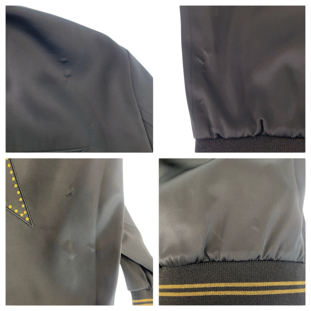 23572
SAINT LAURENT PARIS サンローランパリ パラディウム テディジャケット サイズ34 ブラック 黒 ゴールド レーヨン / ポリエステル / ポリウレタン 443399 ナイロンジャケット スタジャン ブルゾン ジャンバー レディース ABP58