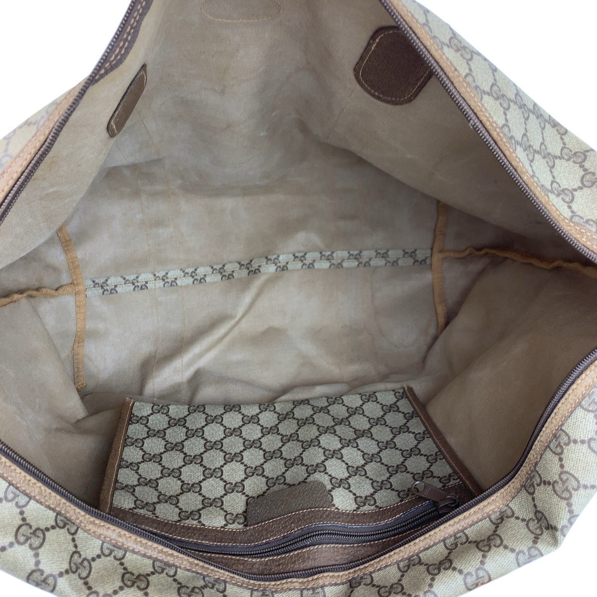 23618
GUCCI Vintage Sherry Line Beige Brown GG Supreme Canvas 89 19 012 Boston Bag Tote Bag Women's AB65