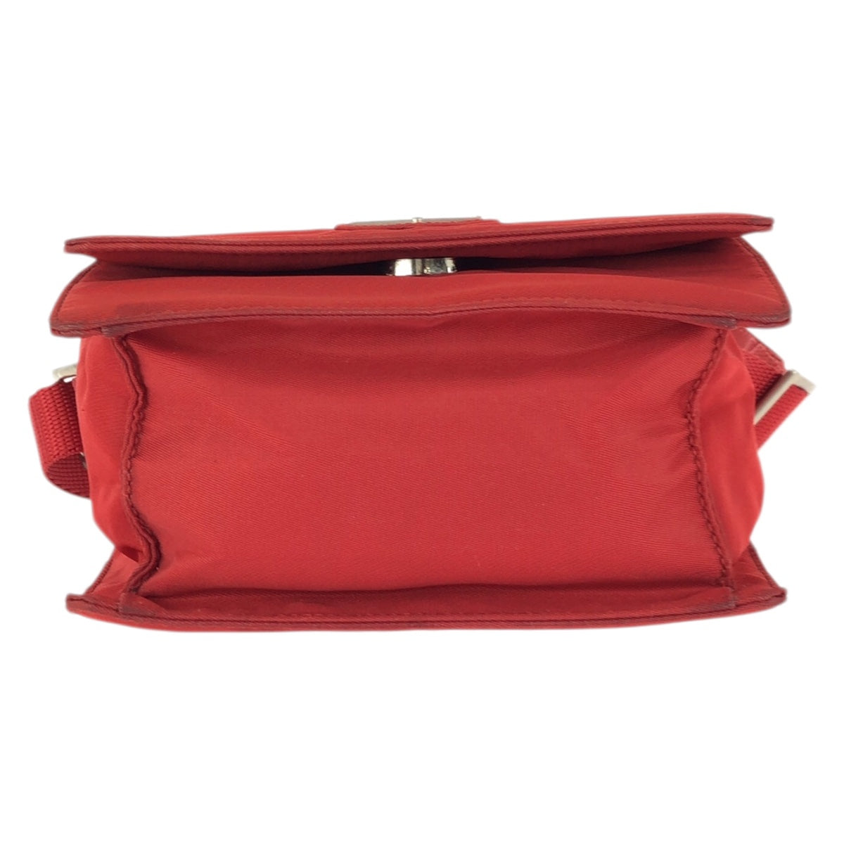 23637
PRADA プラダ テスート 三角ロゴプレート レッド シルバー金具 ナイロン ショルダーバッグ ポシェット レディース ABP35