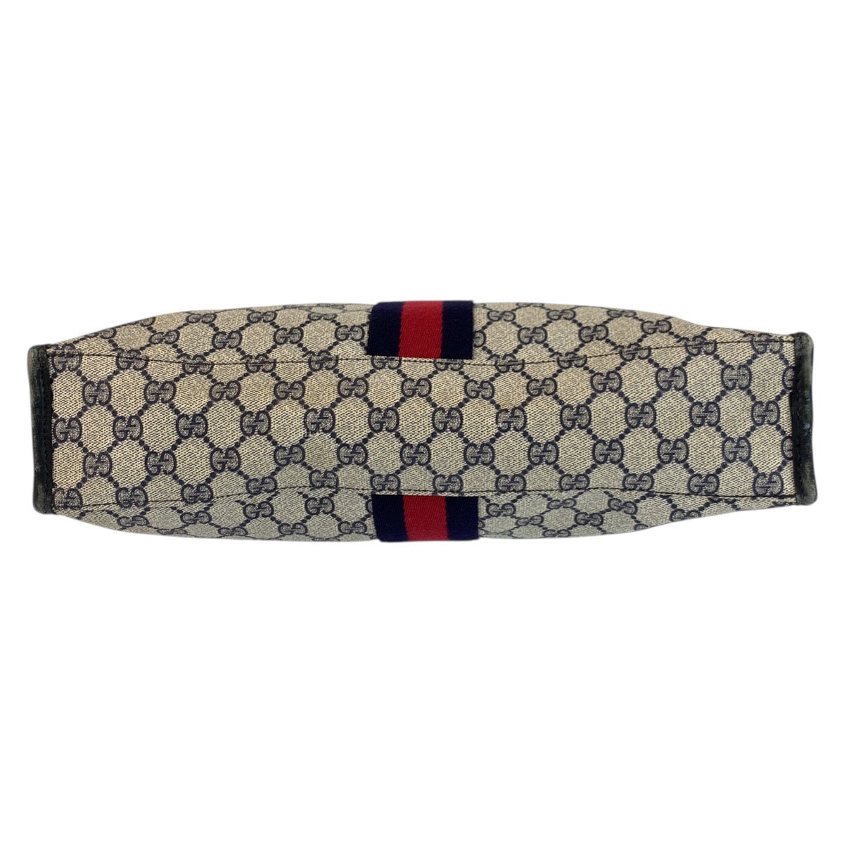 23675
GUCCI Vintage Sherry Line Gray Navy Gold Hardware GG Supreme Canvas / Leather 010 378 Tote Bag Handbag Ladies AB28