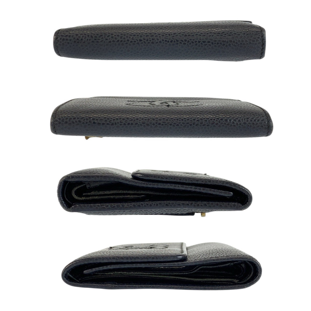 23814
CHANEL シャネル ココマーク ブラック 黒 レザー 折り財布 コンパクトウォレット レディース AB28