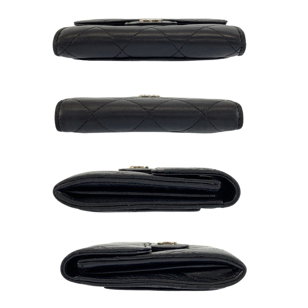 23816
CHANEL シャネル マトラッセ ブラック 黒 シルバー金具 レザー コインケース 小銭入れ レディース ABP42