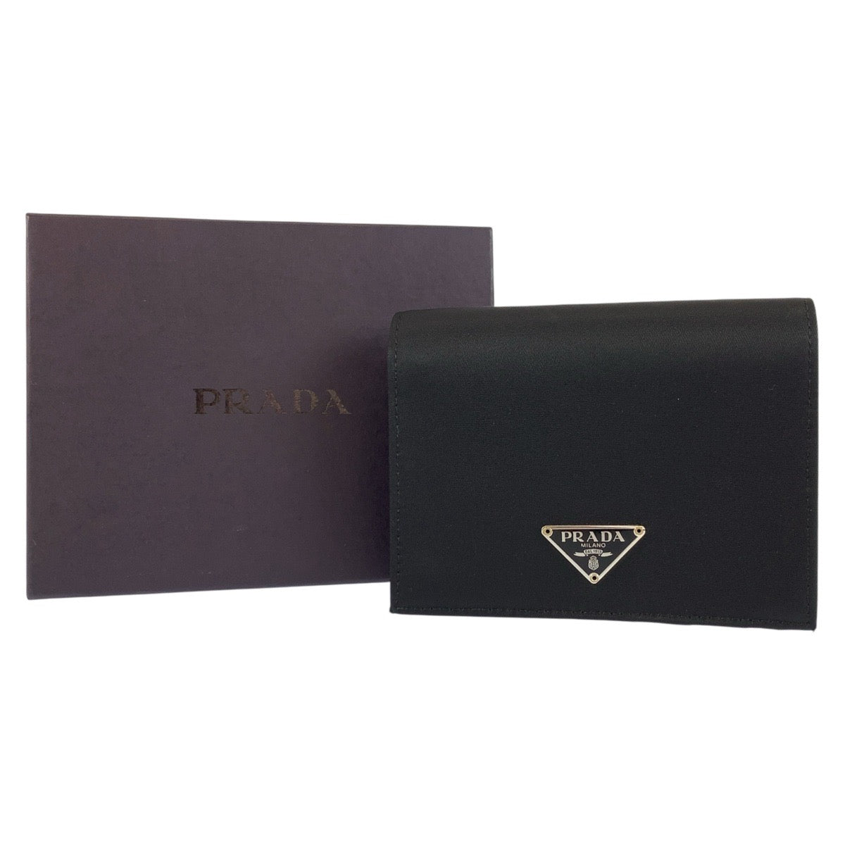 23827
PRADA Tessuto Triangle Logo Plate Black Silver Hardware Nylon / Leather Bifold Wallet Compact Wallet Unisex Men's A28