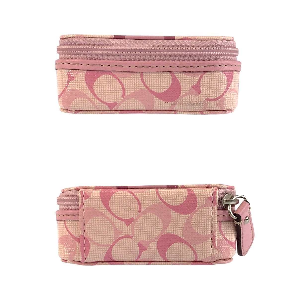 23840
COACH コーチ シグネチャー ピンク シルバー金具 PVC ポーチ ピルケース 小物入れ レディース A1