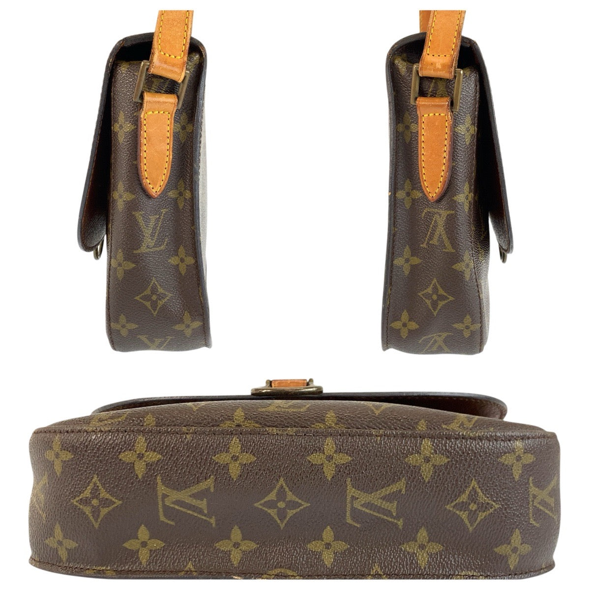 23853
LOUIS VUITTON ルイヴィトン モノグラム サンクルーGM ブラウン ゴールド金具 PVC / レザー M51242 ショルダーバッグ ポシェット レディース AB35