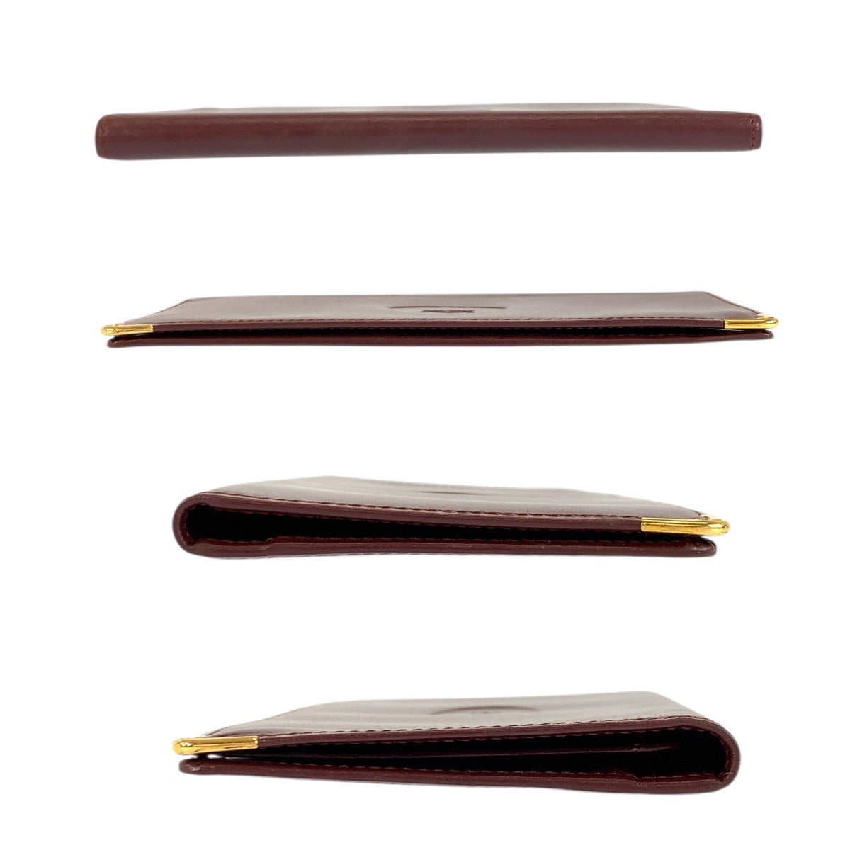 23894
CARTIER Cartier Must Line Bordeaux Gold Hardware Leather Long Wallet Bill Compartment Men's A14