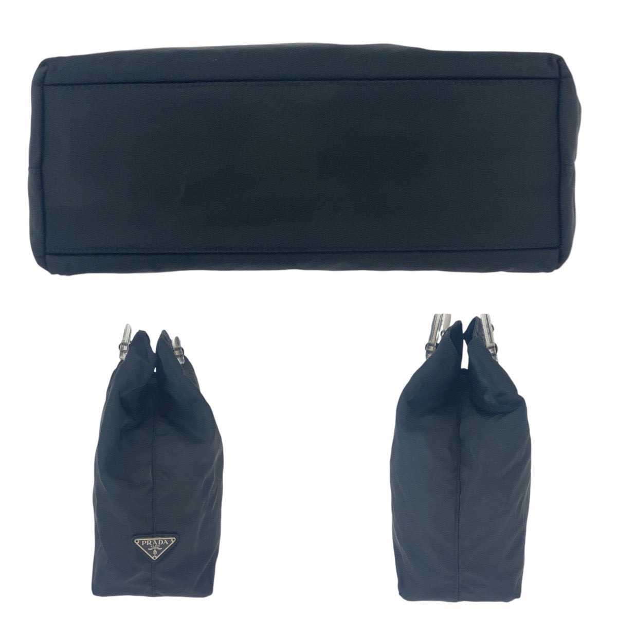 23967
PRADA プラダ テスート 三角ロゴプレート ブラック 黒 シルバー金具 ナイロン / プラスチック トートバッグ ハンドバッグ レディース ABP