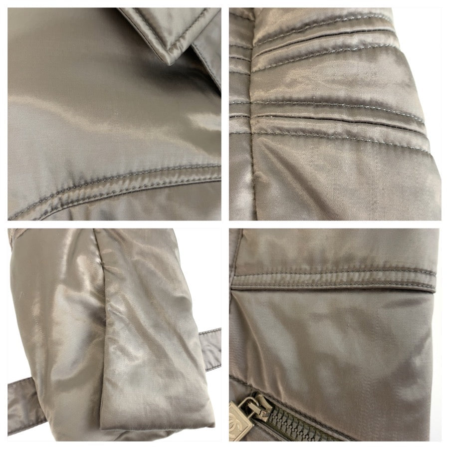 23993
CHANEL シャネル スポーツライン ココマーク サイズ42 グレー シルバー コットン / ポリアミド / エラスタン ダウンコート ジップアップコート レディース AB80