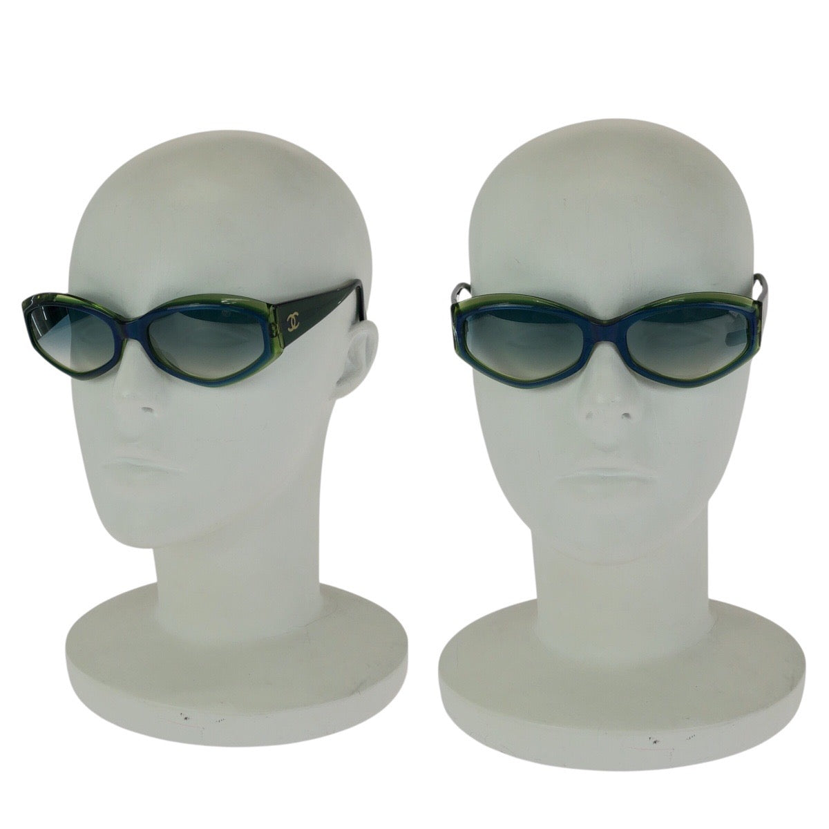 24014
CHANEL シャネル ココマーク ブルー グリーン シルバー金具 プラスチック / メタル 5021 c606 54□17 135 サングラス メガネ 男女兼用 オーバル レディース A28