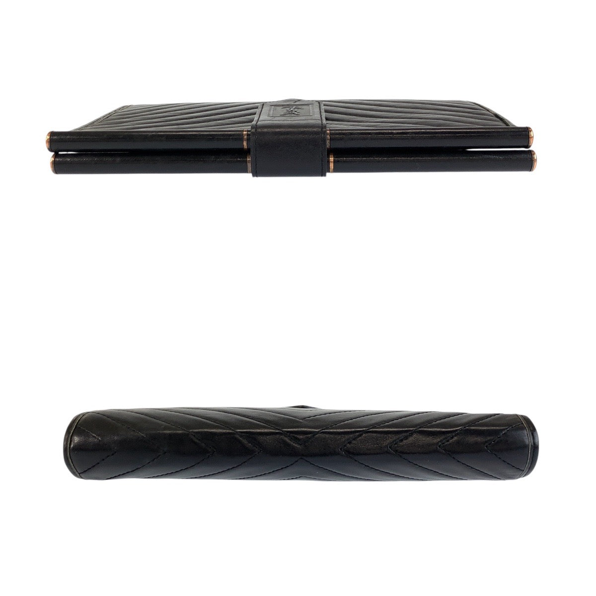 24251
YVES SAINT LAURENT イヴ サンローラン ヴィンテージ YSL ブラック 黒 レザー クラッチバッグ レディース ABP23