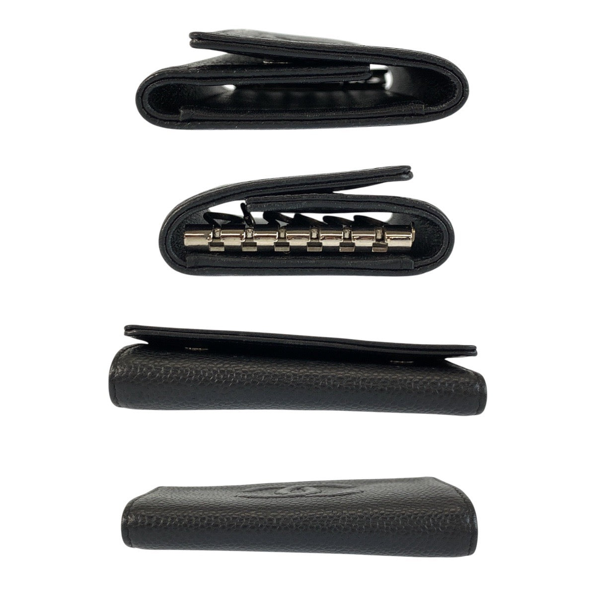24390
CHANEL シャネル ココマーク ブラック 黒 シルバー金具 レザー キーケース 6連 レディース A32