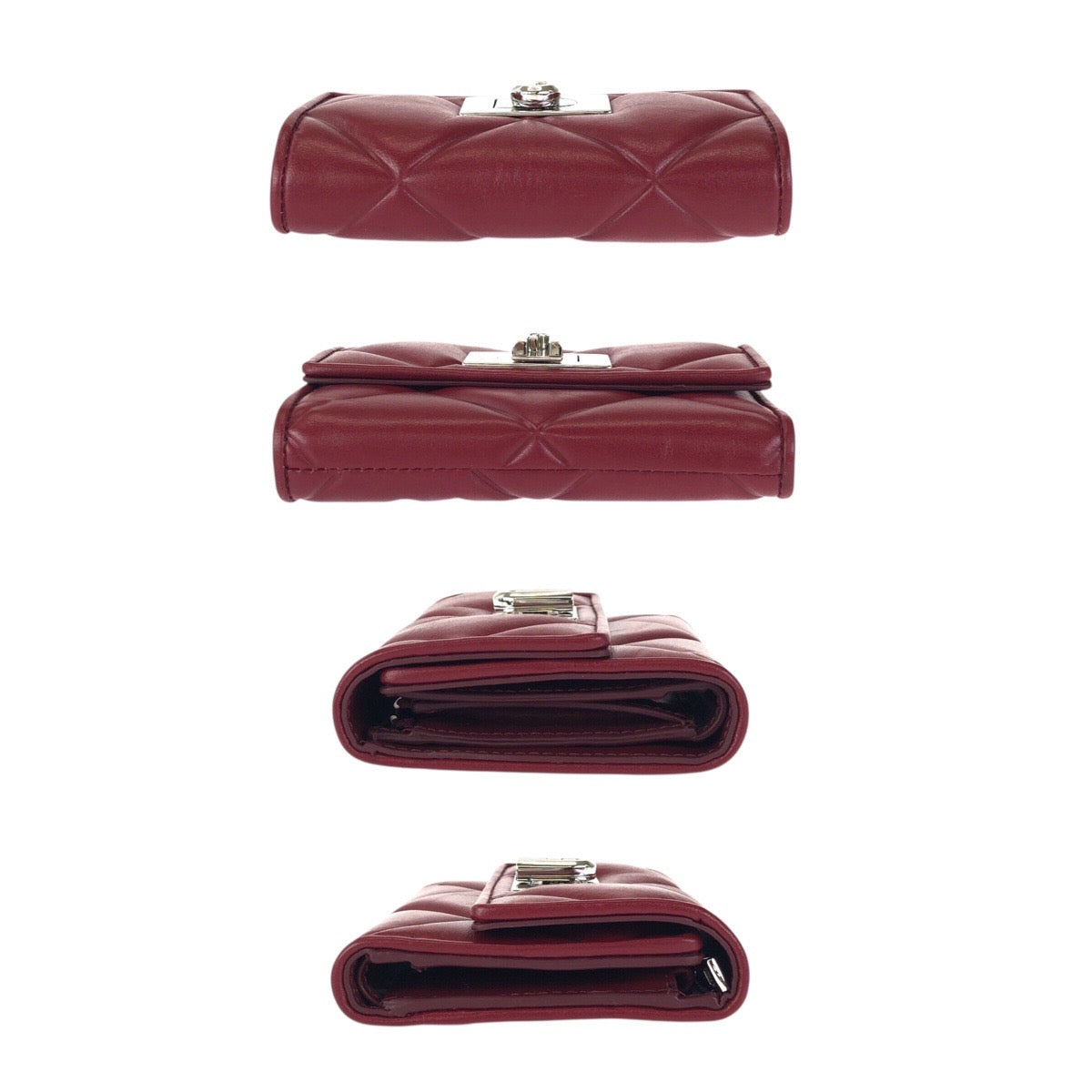 24568
Furla フルラ 1927 M ツイストクロージャー ワインレッド ボルドー シルバー金具 レザー PCW4ACO BX0183 折財布 コンパクトウォレット レディース A7