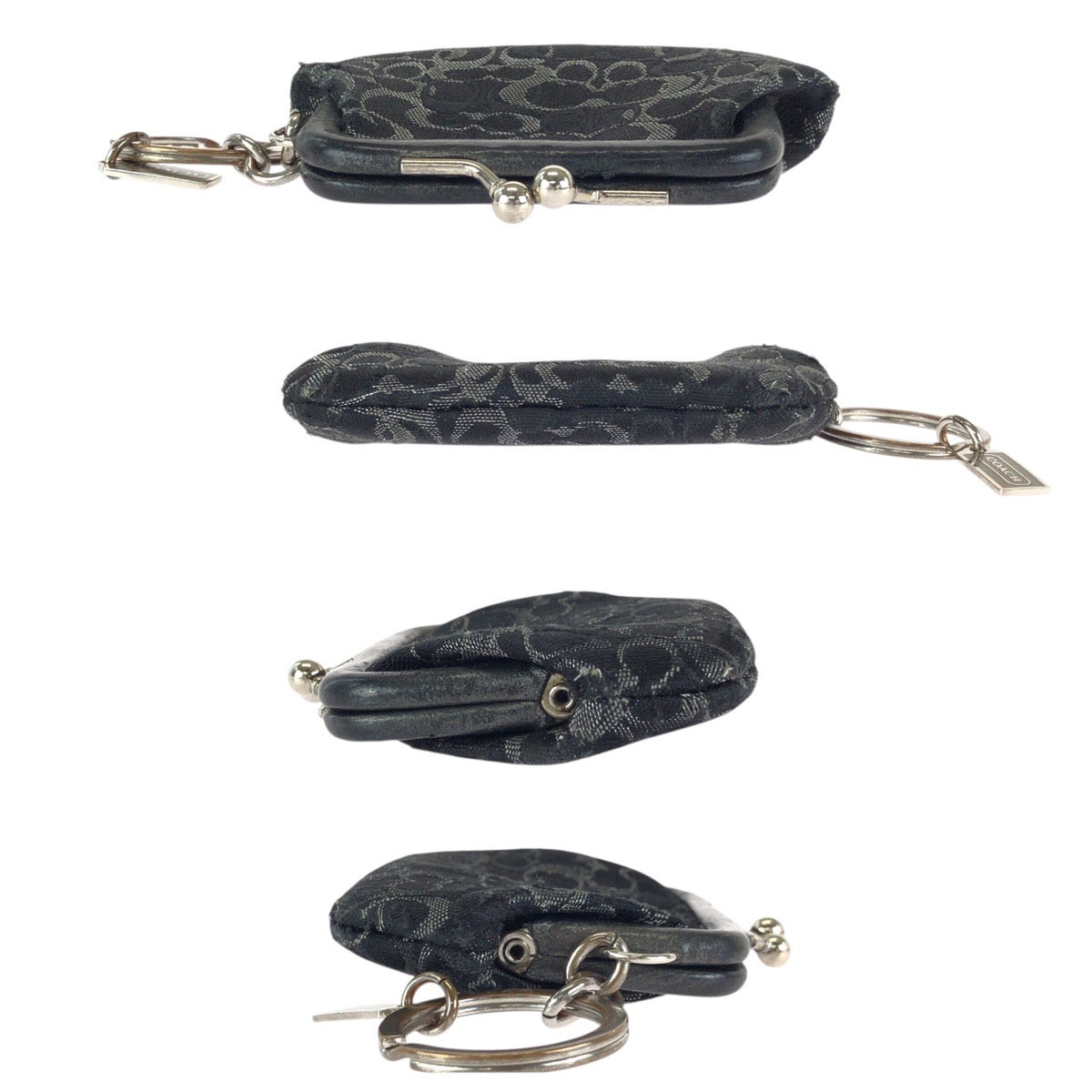 24575
COACH コーチ シグネチャー ブラック 黒 シルバー金具 キャンバス / レザー コインケース 小銭入れ 男女兼用 レディース B2