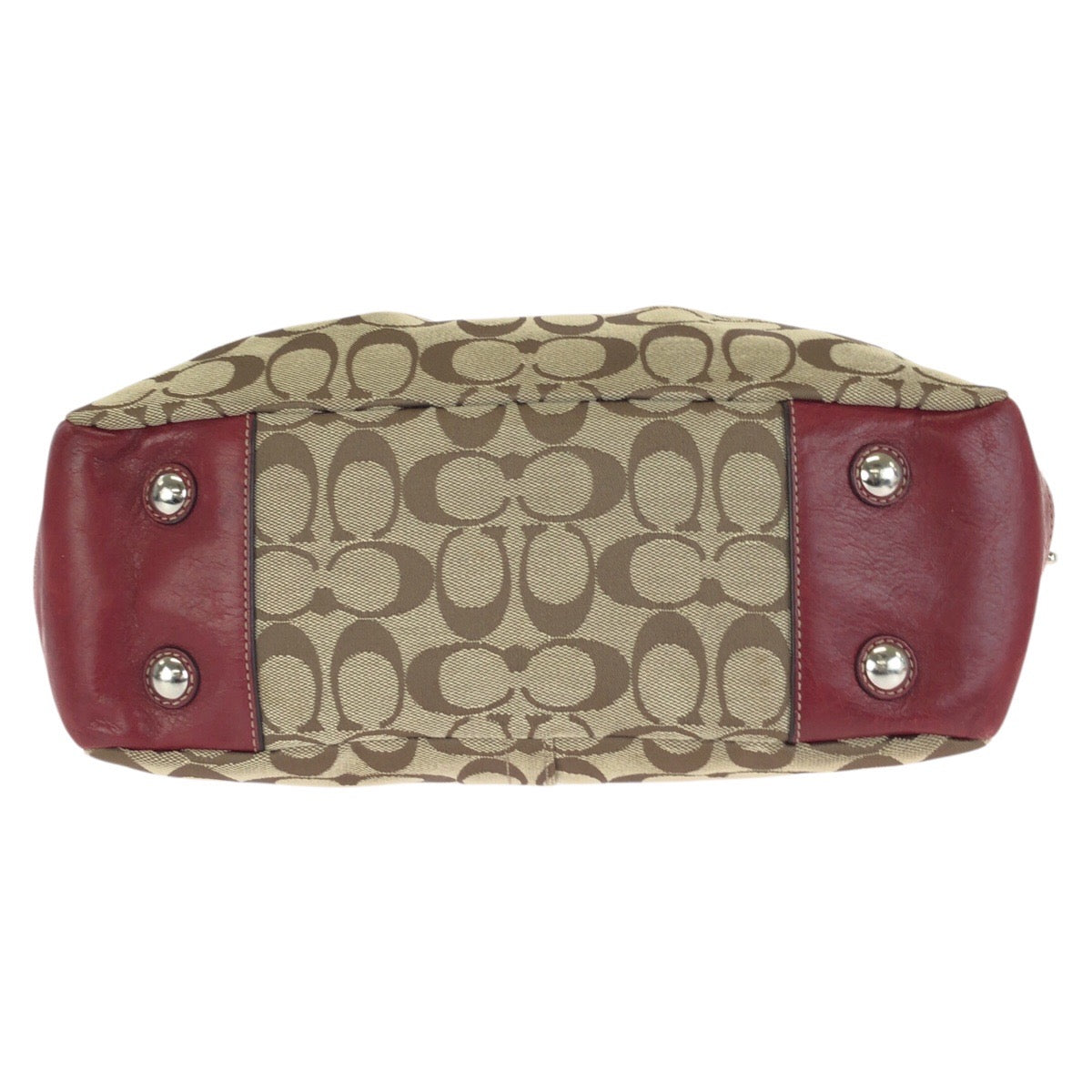 24614
COACH コーチ シグネチャー ベージュ レッド シルバー金具 キャンバス / レザー 12729 トートバッグ ショルダーバッグ レディース ABP10