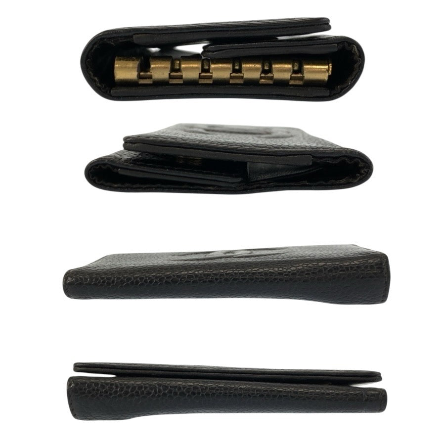 24695
CHANEL シャネル ココマーク ブラック 黒 ゴールド金具 レザー キーケース 6連 レディース ABP15