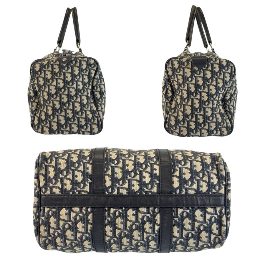 24742
Christian Dior クリスチャンディオール ヴィンテージ トロッター ネイビー シルバー金具 キャンバス / レザー ハンドバッグ ボストンバッグ レディース AB35